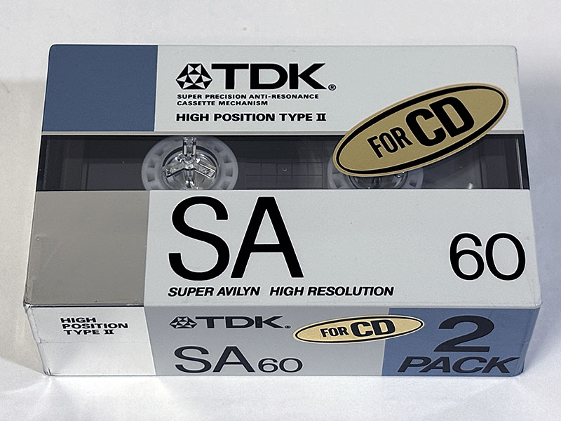 カセットテープ:録音テープ TDK SA60 未開封 正面 アップ