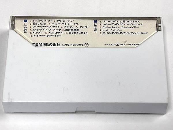 カセットテープ:アルバム THE BEATLES ザ・ビートルズ 20 GREATEST HITS グレイテスト・ヒッツ パッケージ裏