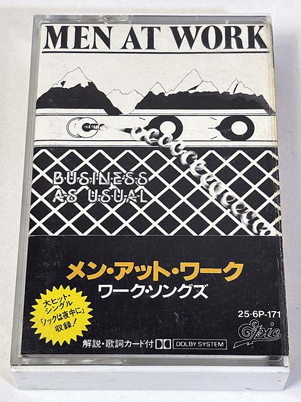 カセットテープ:アルバム MEN AT WORK メン・アット・ワーク BUSINESS AS USUAL ワーク・ソングズ パッケージ表