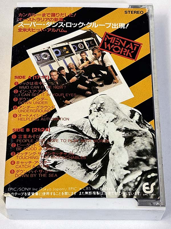 カセットテープ:アルバム MEN AT WORK メン・アット・ワーク BUSINESS AS USUAL ワーク・ソングズ パッケージ裏