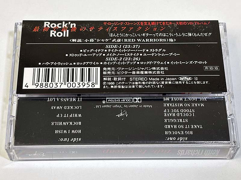 カセットテープ:アルバム キース・リチャーズ Keith Richards トーク・イズ・チープ Talk Is Cheap パッケージ裏